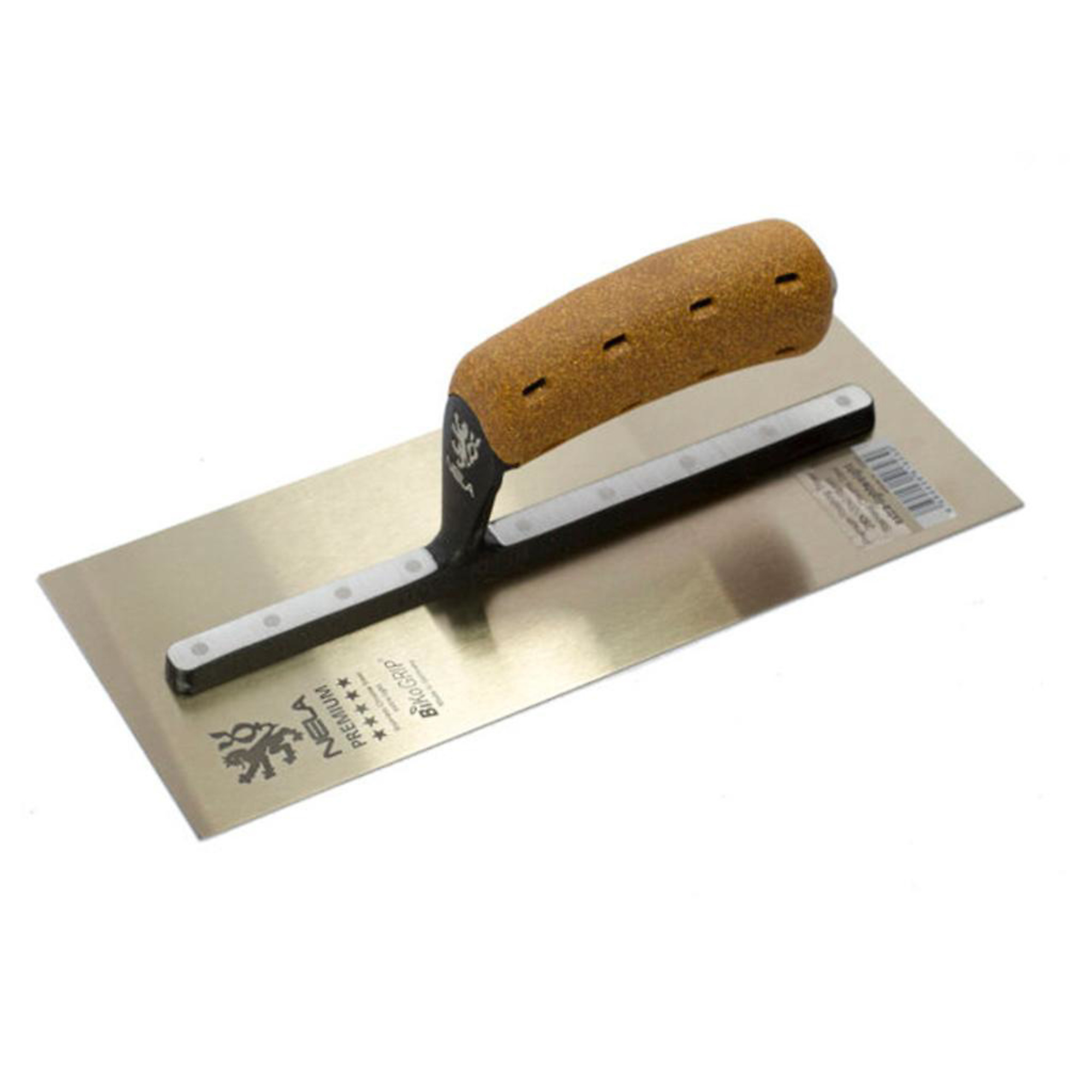 NELA Chrome Stainless-Steel Finishing Trowel — 12in. x 4.75in., Cork Handle, Model# NELC101C